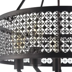 В дизайне светильников сочетаются строгие и четкие линии с затейливой резьбой абажуров. Резные абажуры люстр, выполненные из металла цвета 'античный коричневый', придают светильникам строгий, но в тоже время торжественный вид. (Коричневый)