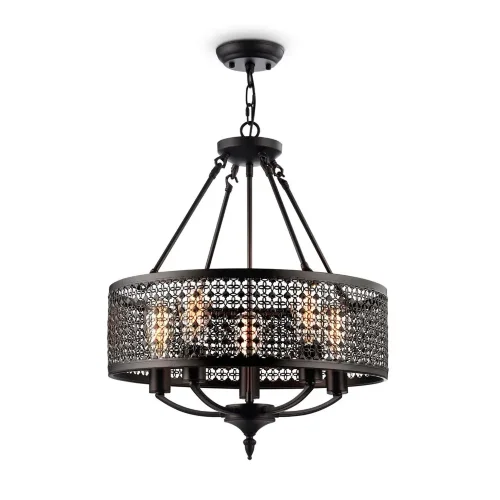 В дизайне светильников сочетаются строгие и четкие линии с затейливой резьбой абажуров. Резные абажуры люстр, выполненные из металла цвета 'античный коричневый', придают светильникам строгий, но в тоже время торжественный вид. (Коричневый) - фото