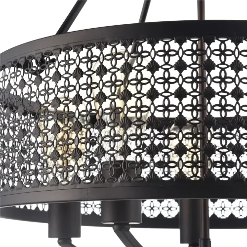 В дизайне светильников сочетаются строгие и четкие линии с затейливой резьбой абажуров. Резные абажуры люстр, выполненные из металла цвета 'античный коричневый', придают светильникам строгий, но в тоже время торжественный вид. (Коричневый) - фото 4