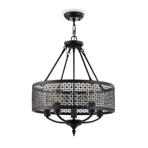 В дизайне светильников сочетаются строгие и четкие линии с затейливой резьбой абажуров. Резные абажуры люстр, выполненные из металла цвета 'античный коричневый', придают светильникам строгий, но в тоже время торжественный вид. (Коричневый) - фото 5