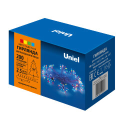 ULD-S0250-200-STA MULTI IP44 STARBURST Гирлянда светодиодная Звезда, 2.5м, 200 светодиодов, Разноцветный свет, Провод прозрачный