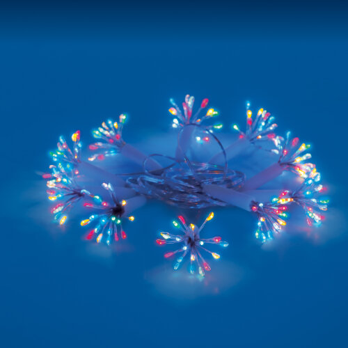 ULD-S0250-200/STA MULTI IP44 STARBURST Гирлянда светодиодная «Звезда», 2,5м. 200 светодиодов. Разноцветный свет. Провод прозрачный. ТМ Uniel - фото