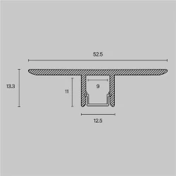 Алюминиевый профиль встраиваемый скрытого монтажа 53×13 (Серебро, 2 м), ALM-5313B-S-2M (Серебро)