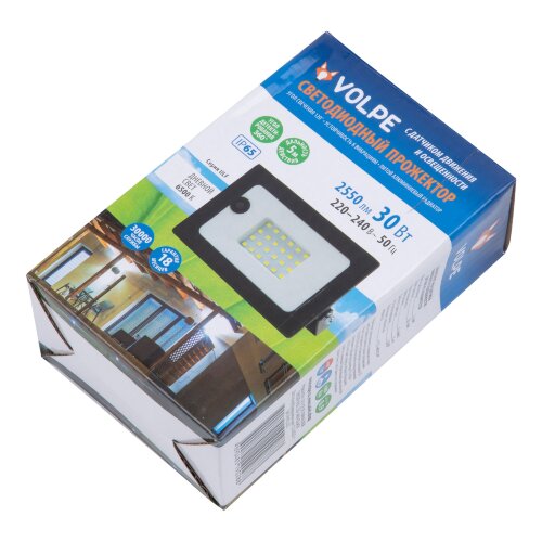 ULF-Q518 30W-6500K SENSOR IP65 220-240V BLACK Прожектор светодиодный с датчиком движения и освещенности, Дневной свет 6500K, Корпус черный, TM Volpe - фото 7