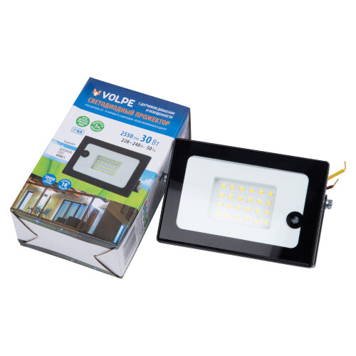 ULF-Q518 30W-6500K SENSOR IP65 220-240V BLACK Прожектор светодиодный с датчиком движения и освещенности, Дневной свет 6500K, Корпус черный, TM Volpe - фото 8