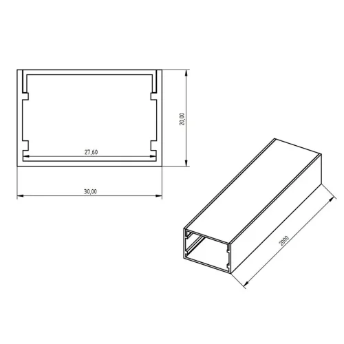 Алюминиевый профиль 776 (2000x30x20мм с рассеивателем) - фото II