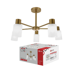 Люстра под лампу CLASSIC KINLI-СN-5E27WH-LT 5xЕ27 матовый плафон, латунный корпус IN HOME