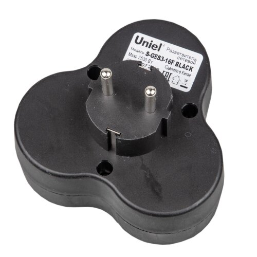 S-GES3-16F BLACK Разветвитель сетевой, с-з, 3 гнезда, 16А, 3500Вт, Черный - фото 2