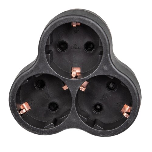 S-GES3-16F BLACK Разветвитель сетевой, с-з, 3 гнезда, 16А, 3500Вт, Черный - фото 4