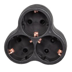 S-GES3-16F BLACK Разветвитель сетевой, с-з, 3 гнезда, 16А, 3500Вт, Черный