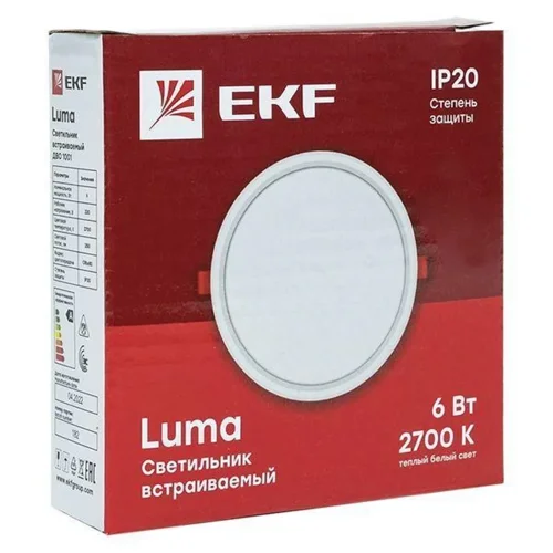 Светильник светодиодный ДВО 1001 6Вт 2700К IP20 встраив. Basic EKF DLL-1001-6-2700 - фото 2