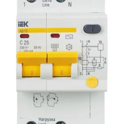 Выключатель автоматический дифференциального тока 2п C 25А 100мА тип AC 4.5кА АД-12 KARAT IEK MAD10-2-025-C-100