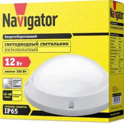 Светильник светодиодный 61 634 NBL-PR1-12-4K-12/48-WH-IP65-LED 12Вт 4000К IP65 1100лм ЖКХ низковольтный круг бел. (аналог НПП) Navigator 61634