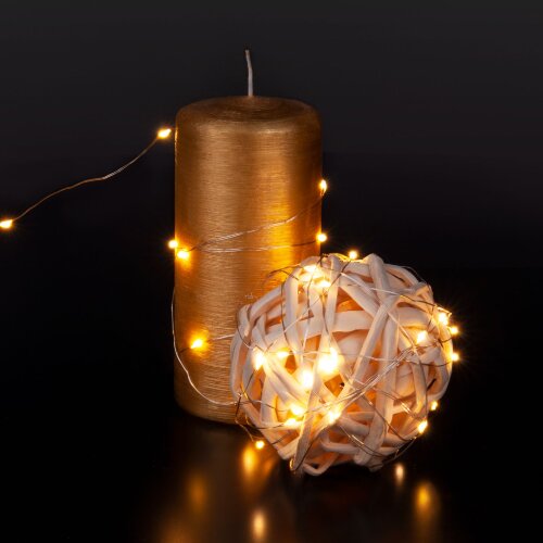 Гирлянда нить "Роса" теплый белый на батарейках 3 м IP20 - Фото 4