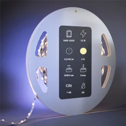 Светодиодная лента Ultra 12В 2835 4,8Вт/м 3000К 5м IP 20 201103 (Белый)