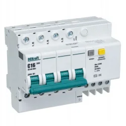 Выключатель автоматический дифференциального тока 4п C 16А 30мА тип AC 4.5кА ДИФ-101 DEKraft 15020DEK