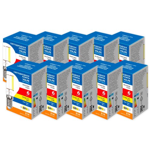 LED-G45-6W-3000K-E14-CL-SLF SET10 Лампа светодиодная, Форма шар, прозрачная, Серия Optima Филамент, Теплый белый свет 3000K, Упаковка 10 штук - фото 1