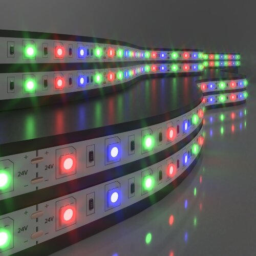 Светодиодная лента 24&nbsp;В 14,4&nbsp;Вт/м 60 Led/м 5050 IP20, RGB, 5 м - Фото 3