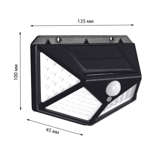 USL-F-167-PT100 SENSOR Садовый светильник на солнечной батарее, с датчиком движения, 100 светодиодов, Белый свет, 1x18650 Li-Io аккумулятор в-к, IP44, TM Uniel - фото 8