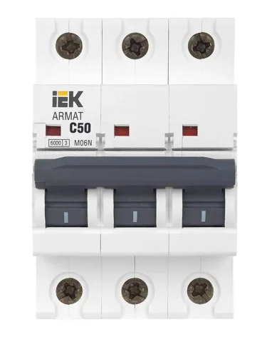 Выключатель автоматический модульный 3п C 50А M06N ARMAT IEK AR-M06N-3-C050 - фото 2