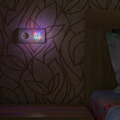 DTL-308-Цветок-RGB-4LED-0.5W Светильник-ночник, Выключатель на корпусе, Блистер - фото 2