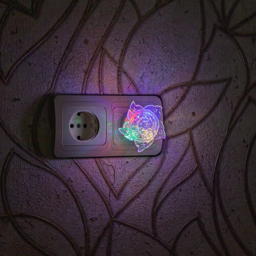 DTL-308-Цветок-RGB-4LED-0.5W Светильник-ночник, Выключатель на корпусе, Блистер - фото 3