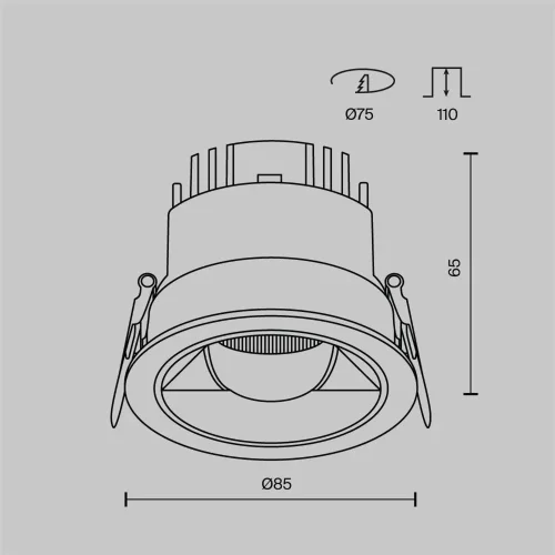 Встраиваемый светильник Parete 2700К-3000K-4000К 12Вт 36° (Черный) - фото 9