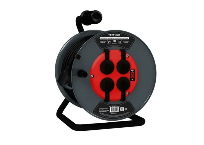 Удлинитель на метал. катушке 4х30м с заземл.16А IP44 КГ 3х1.5 с выкл. медь TOKOV ELECTRIC TKP-SK30-315-Z-KG - фото