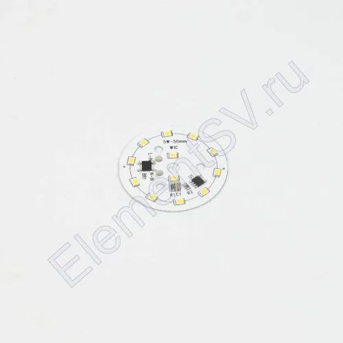 Светодиодная матрица 2835, 12 led, 220V, 5W, Ф50mm, D145, warm white - фото.