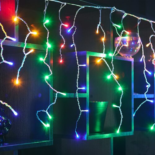 ULD-B6007-200-STK MULTI IP44 Бахрома светодиодная со статическим свечением, 6м, Соединяемая, 200 светодиодов, Разноцветный свет, Провод прозрачный - фото 12