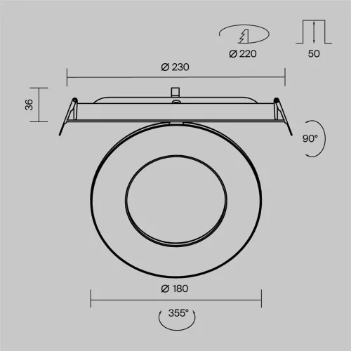 Встраиваемый светильник Вектор / Vector 12 Вт 4000 К 110° (Черный) DL102-12W4K-B - фото 11