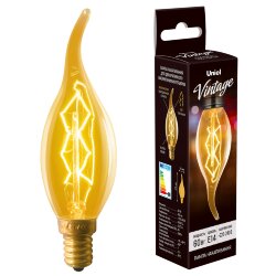 IL-V-CW35-60-GOLDEN-E14 ZW01 Лампа накаливания Vintage, Форма свеча на ветру, Форма нити ZW