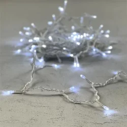 Гирлянда Нить 10м Белая с Мерцанием Белого Диода 220В, 100 LED, Провод Прозрачный ПВХ, IP54