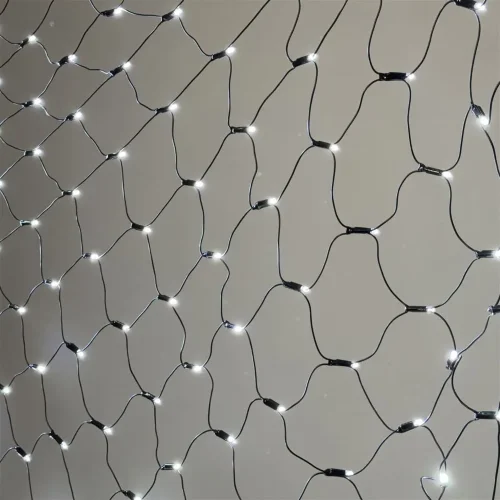 Светодиодная Сеть с Колпачком 2 x 3 м Белая 220В, 384 LED, Провод Черный ПВХ, IP65. Фото 2.