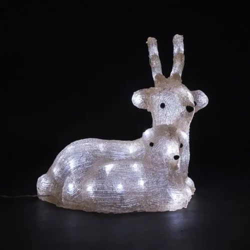 Светодиодный Олень с Детенышем 34см Белый 24В, 50 LED, IP54. Фото 1.