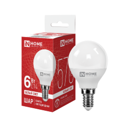 Лампа светодиодная LED-ШАР-VC 6Вт 230В Е14 4000К 570Лм IN HOME