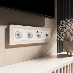 Рамка из поликарбоната на 4 поста Split айвори/белый, soft-touch W0043066