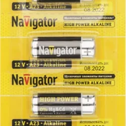 Элемент питания алкалиновый A23 61 464 NBT-NE-A23-BP5 для пультов сигнализаций (блист.5шт) NAVIGATOR 61464