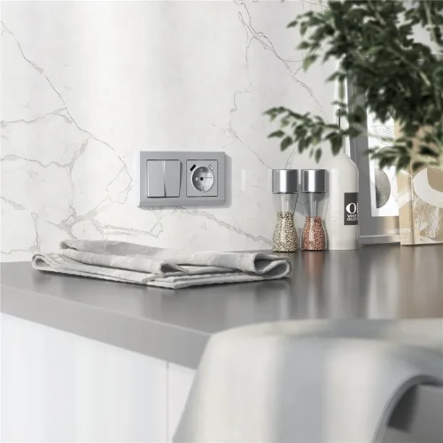 Перекрестный выключатель двухклавишный (серебряный матовый) W1123065 - фото 3