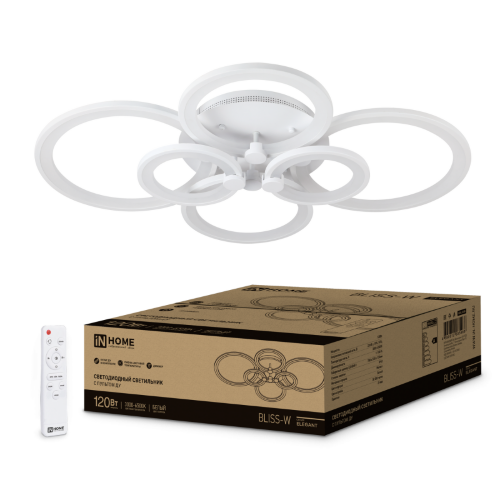 Светильник светодиодный ELEGANT BLISS-W 120Вт 230В 3000-6500K 780х550х130мм c пультом ДУ белый IN HOME - Фото 2
