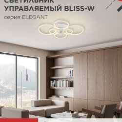 Светильник светодиодный ELEGANT BLISS-W 120Вт 230В 3000-6500K 780х550х130мм c пультом ДУ белый IN HOME