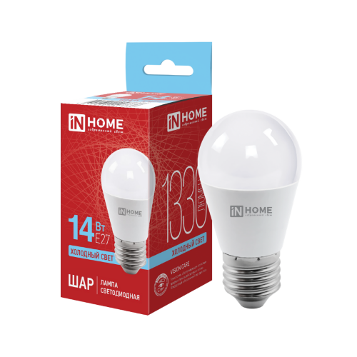 Лампа светодиодная LED-ШАР-VC 14Вт 230В E27 6500K 1330Лм IN HOME - Фото 2