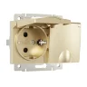 Розетка двойная влагозащ. с зазем. с защит. крышками и шторками (шампань рифленый) W1172210 - фото