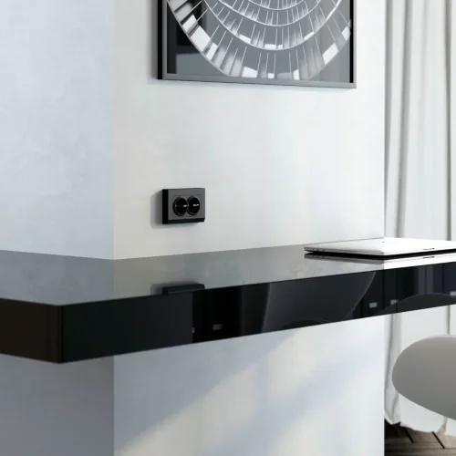 Рамка из поликарбоната для двойной розетки Stark черный W0081808 - фото 4