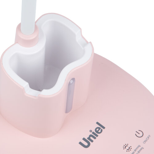 ULM-D150 15W-3000-6500K-DIM PINK Светильник настольный светодиодный с подставкой под телефон и канцелярские принадлежности, С ночной подсветкой, Сенсорный выключатель, Диммер, Розовый, TM Uniel - фото 6