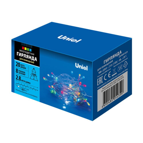 ULD-S0280-020-DTA MULTI IP20 Гирлянда светодиодная с контроллером, 20 светодиодов, 2.8 м, разноцветная, IP20, провод прозрачный. - фото 9