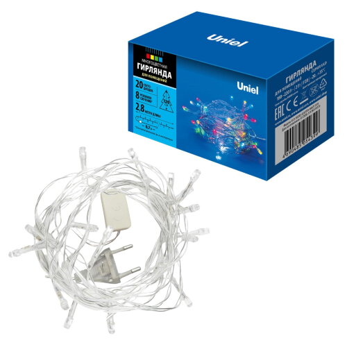 ULD-S0280-020-DTA MULTI IP20 Гирлянда светодиодная с контроллером, 20 светодиодов, 2.8 м, разноцветная, IP20, провод прозрачный. - фото 10