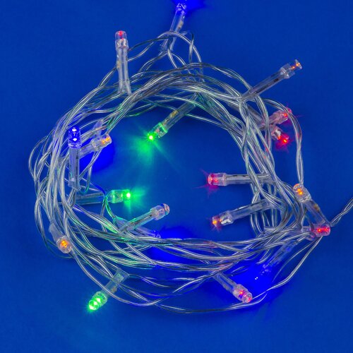 ULD-S0280-020/DTA MULTI IP20 Гирлянда светодиодная с контроллером, 20 светодиодов, 2,8 м, разноцветная, IP20, провод прозрачный. - фото