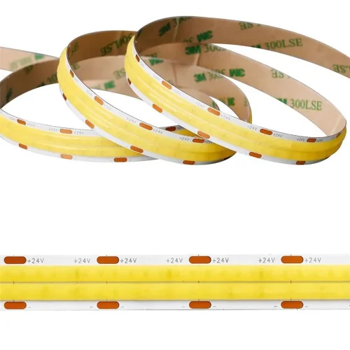 Светодиодная лента COB, 600 chip/m, теплая 3000К, 24V, 24W/m, CRI>90, P12, IP20, A251 - фото II