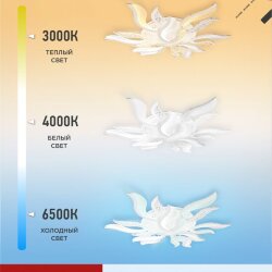 Светильник светодиодный ELEGANT FLAME 120Вт 230В 3000-6500K 1035х895х120мм c пультом ДУ белый IN HOME